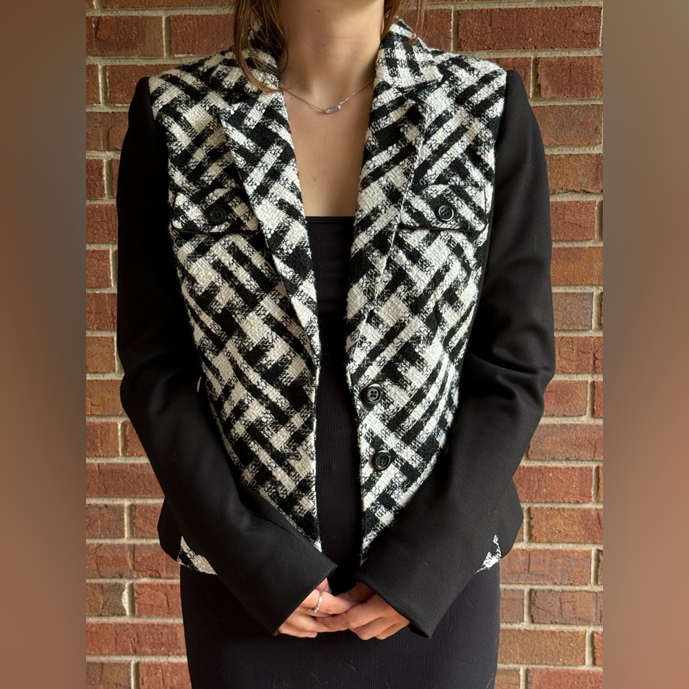 Black and White Geometric Blazer